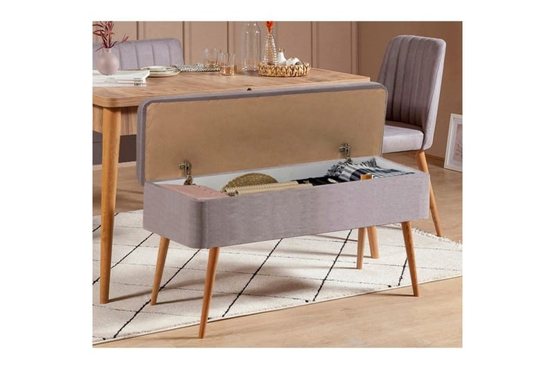 Valsot Spisegruppe 129 cm Rektangulær - Natur/Grå - Møbler - Borde - Spisebordssæt