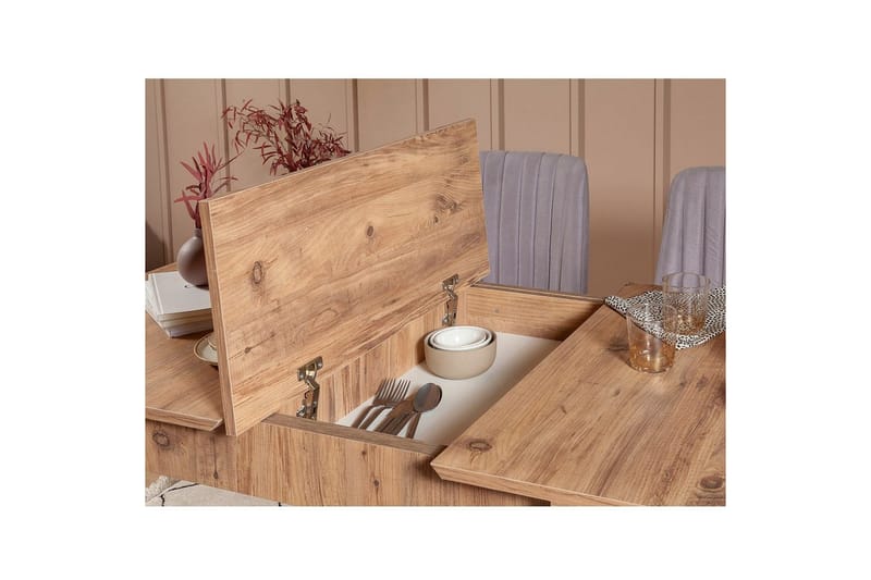 Valsot Spisegruppe 129 cm Rektangulær - Natur/Grå - Møbler - Borde - Spisebordssæt