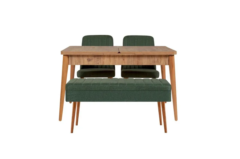 Valsot Spisegruppe 129 cm Rektangulær, Natur/Grøn
