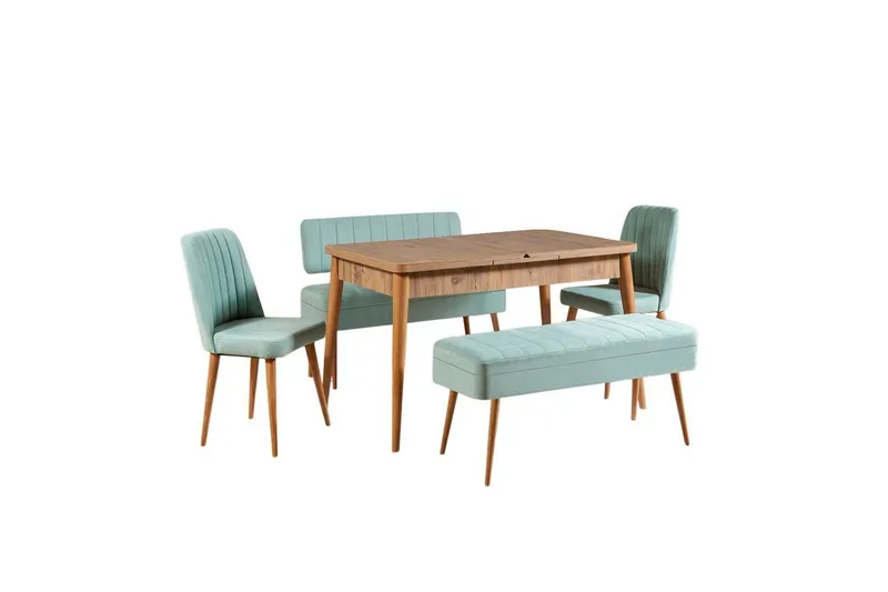 Valsot Spisegruppe 129 cm Rektangulær, Natur/Grøn