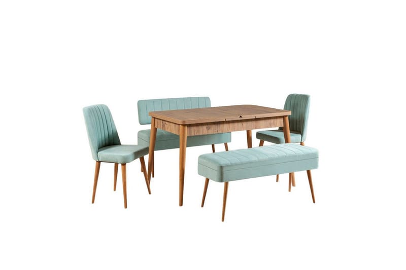 Valsot Spisegruppe 129 cm Rektangulær, Natur/Grøn