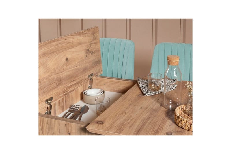 Valsot Spisegruppe 129 cm Rektangulær - Natur/Grøn - Møbler - Borde - Spisebordssæt