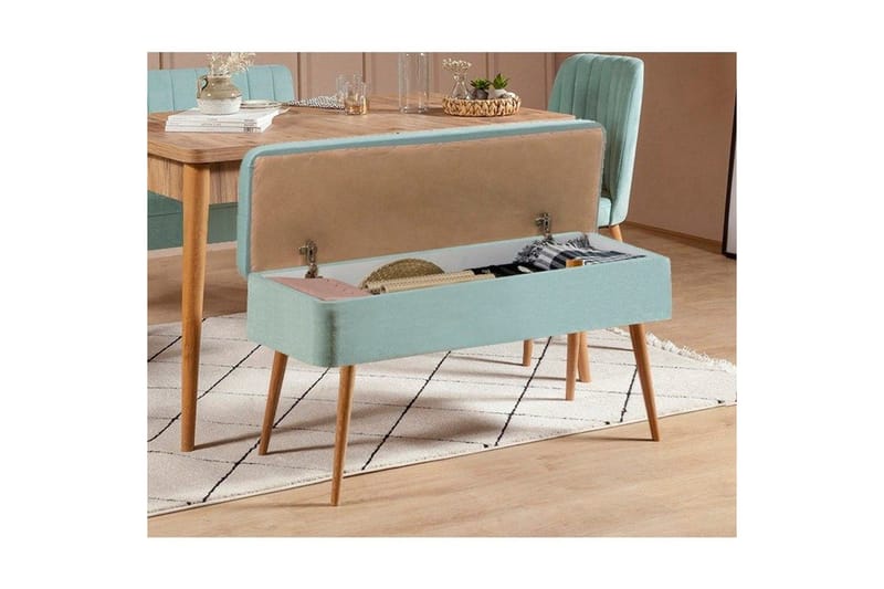 Valsot Spisegruppe 129 cm Rektangulær - Natur/Grøn - Møbler - Borde - Spisebordssæt