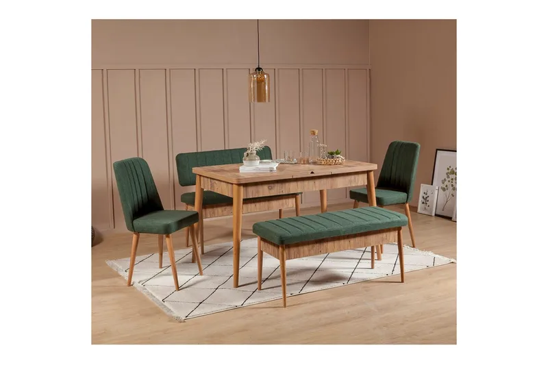 Valsot Spisegruppe 130 cm Rektangulær - Natur - Møbler - Borde - Spisebordssæt