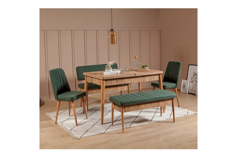 Valsot Spisegruppe 130 cm Rektangulær - Natur - Møbler - Borde - Spisebordssæt