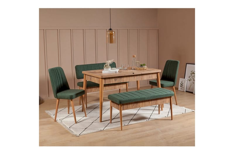 Valsot Spisegruppe 130 cm Rektangulær - Natur - Møbler - Borde - Spisebordssæt