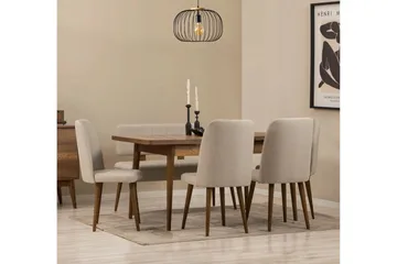 Valsot Spisegruppe Rektangulær - Beige - Møbler - Borde - Spisebordssæt
