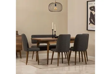 Valsot Spisegruppe Rektangulær - Mørkegrå - Møbler - Borde - Spisebordssæt