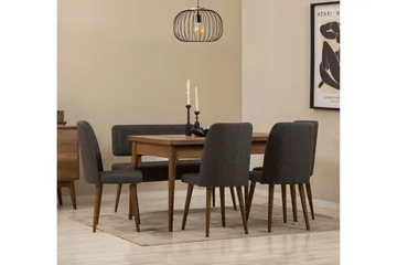 Valsot Spisegruppe Rektangulær - Mørkegrå - Møbler - Borde - Spisebordssæt