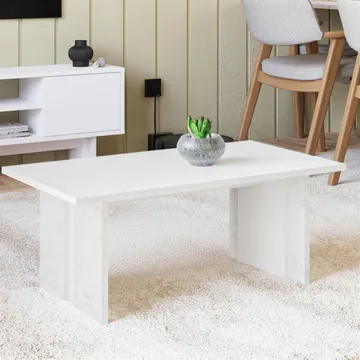 Valto Rektangulært Marmoreret Sofabord 90 cm i Træ - Hvid - Møbler - Borde - Sofabord
