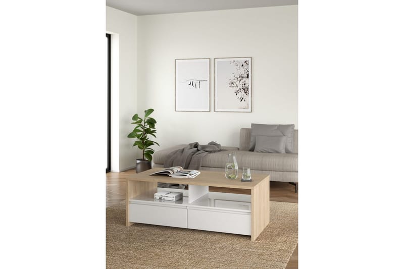 Varun Sofabord 120 cm - Hvid/Natur - Møbler - Borde - Sofabord
