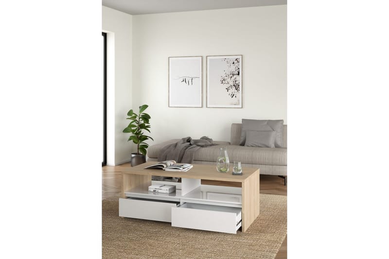 Varun Sofabord 120 cm - Hvid/Natur - Møbler - Borde - Sofabord