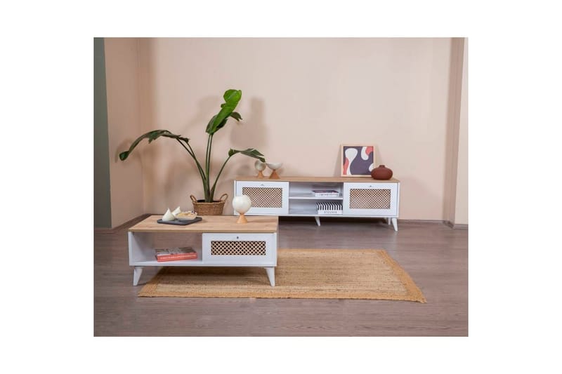 Velin Sofabord 55 cm - Mellemfarvet træ/Hvid - Møbler - Borde - Sofabord