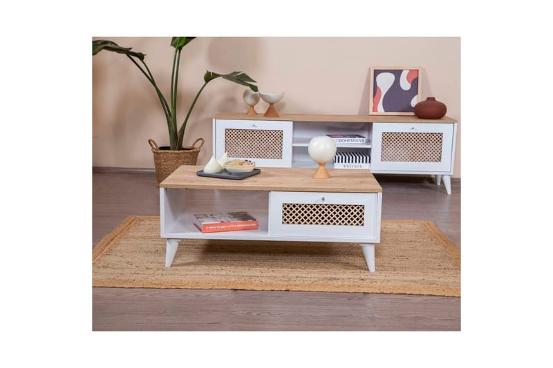 Velin Sofabord 55 cm - Mellemfarvet træ/Hvid - Møbler - Borde - Sofabord
