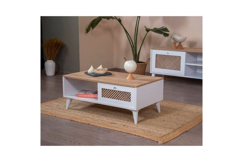 Velin Sofabord 55 cm - Mellemfarvet træ/Hvid - Møbler - Borde - Sofabord