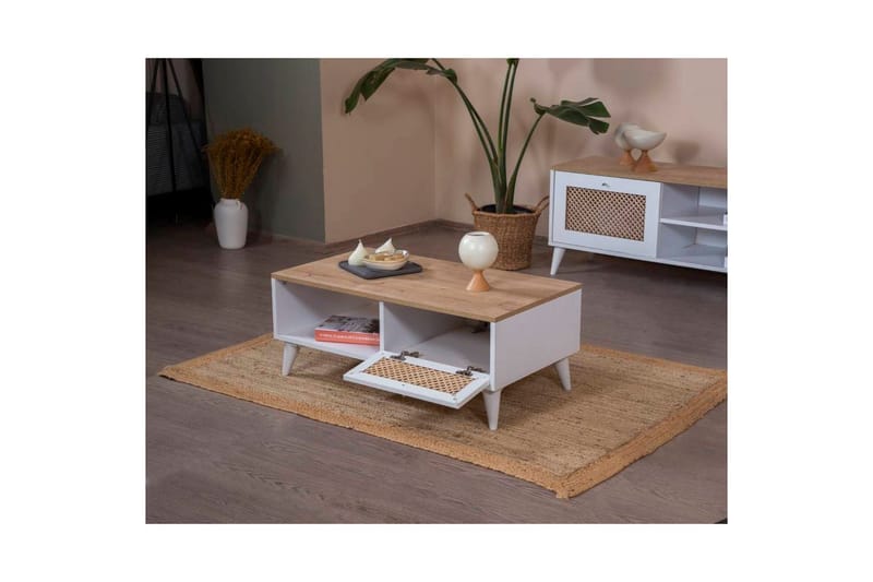 Velin Sofabord 55 cm - Mellemfarvet træ/Hvid - Møbler - Borde - Sofabord