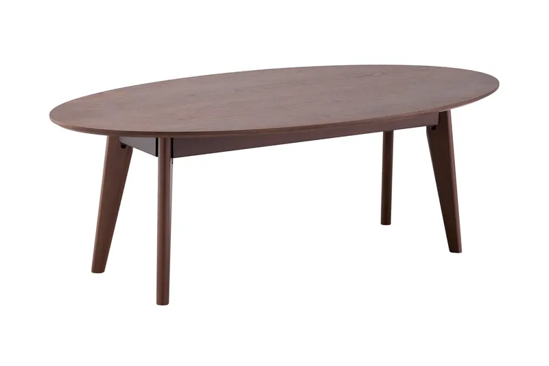 Velo Ovalt Sofabord 130x65 cm med Træ- og Valnøddeudseende, Valnød