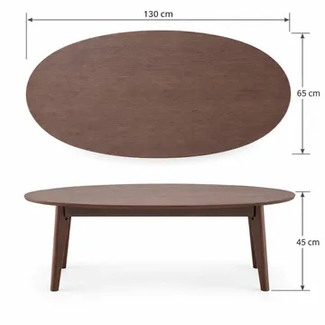 Velo Ovalt Sofabord 130x65 cm med Træ- og Valnøddeudseende - Valnød - Møbler - Borde - Sofabord