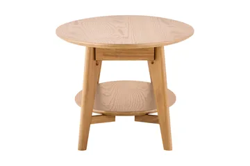 Velo Ovalt Sofabord med Hylde 160x60 cm med Træ- og Egetræsudseende - Eg - Møbler - Borde - Sofabord
