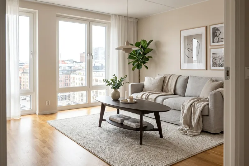 Velo Ovalt Sofabord med Hylde 160x60 cm med Træ- og Røget Eg-udseende - Røget eg - Møbler - Borde - Sofabord