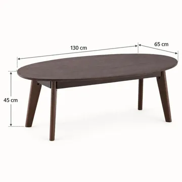 Velo sofabord ovalt 130 cm massivt træ - Røget eg - Møbler - Borde - Sofabord