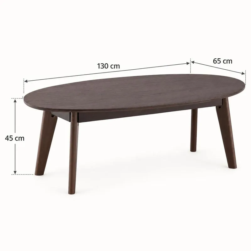 Velo sofabord ovalt 130 cm massivt træ - Røget eg - Møbler - Borde - Sofabord