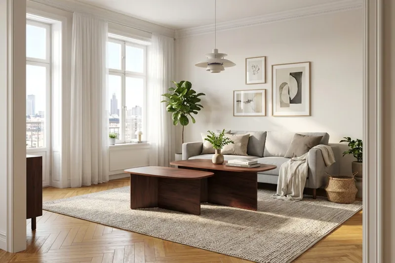 Vento Ovalt Sofabord 120x70 cm med Træ- og Valnøddeudseende - Brun - Møbler - Borde - Sofabord