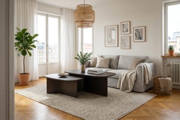 Vento Ovalt Sofabord 90x60 cm med Træ- og Røget Eg-udseende - Mørkebrun - Møbler - Borde - Sofabord