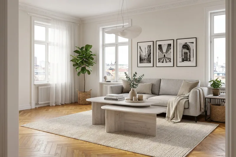 Vento sofabord 90x60 cm ovalt i træ - Hvidlaseret eg - Møbler - Borde - Sofabord
