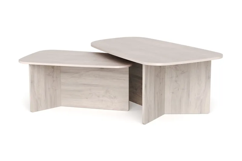 Vento sofabordssæt 120x70 cm + 90x60 cm, Hvidlaseret eg
