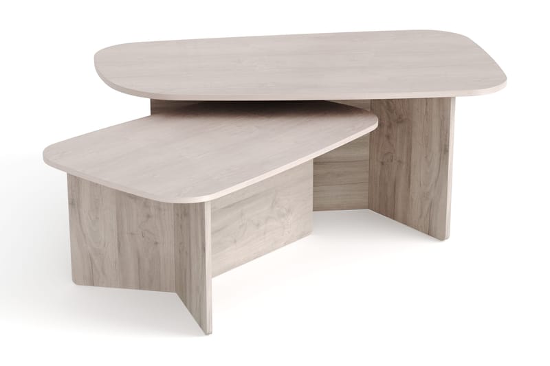 Vento sofabordssæt 120x70 cm + 90x60 cm - Hvidlaseret eg - Møbler - Borde - Sofabord