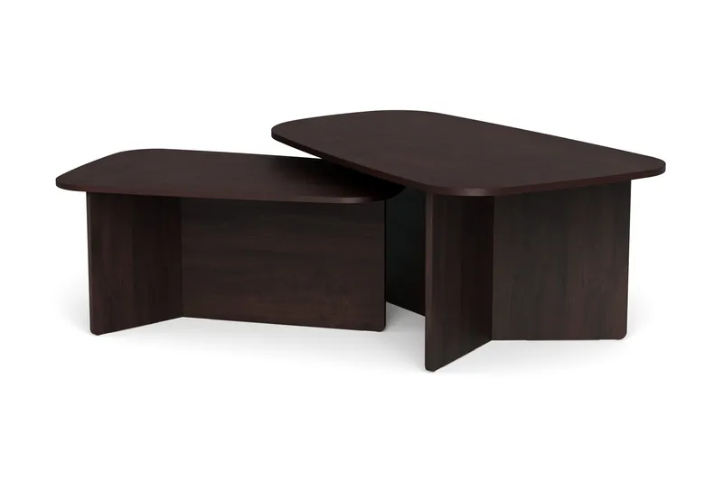 Vento sofabordssæt 120x70 cm + 90x60 cm, Røget eg