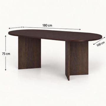 Vera Ovalt Spisebord 180x100 cm med Træ- og Røget Eg-udseende - Mørkebrun - Møbler - Borde - Spisebord og køkkenbord
