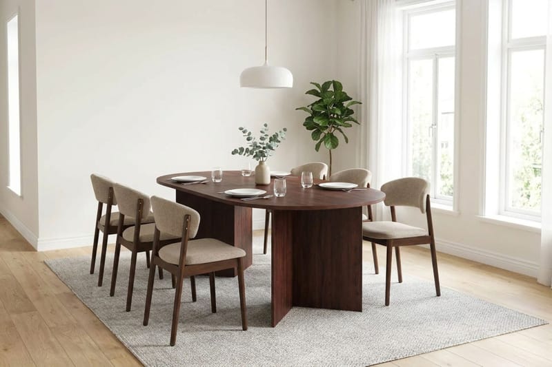 Vera Ovalt Spisebord 180x100 cm med Træ- og Valnøddeudseende - Brun - Møbler - Borde - Spisebord og køkkenbord
