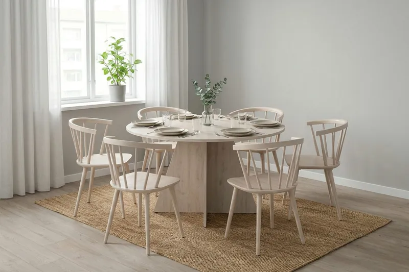 Vera rundt spisebord ø130 cm Finér - Hvidvasket - Møbler - Borde - Spisebord og køkkenbord