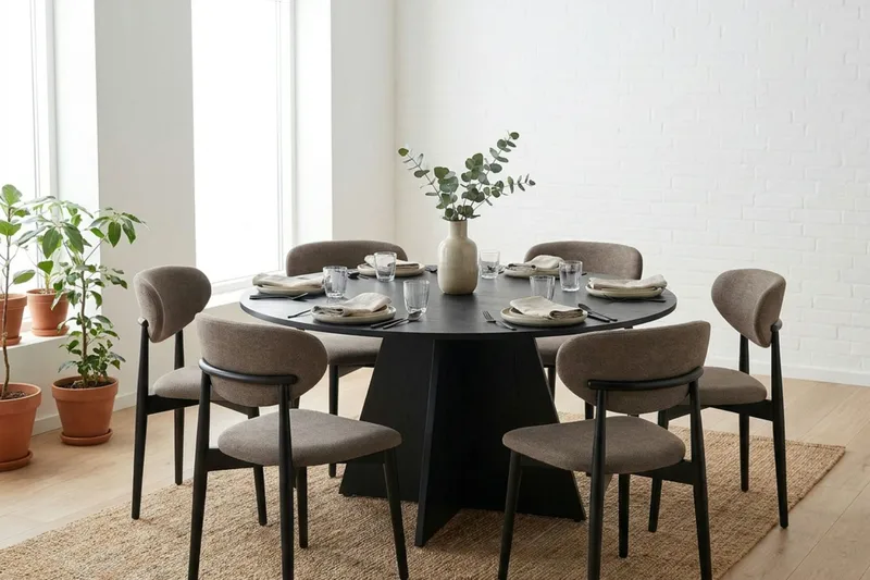 Vera rundt spisebord ø150 cm Finér - Sortbejdset eg - Møbler - Borde - Spisebord og køkkenbord