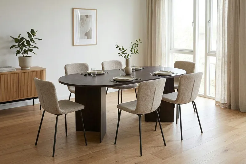 Vera Spisebord Oval 180x100 cm Finér - Røget eg - Møbler - Borde - Spisebord og køkkenbord