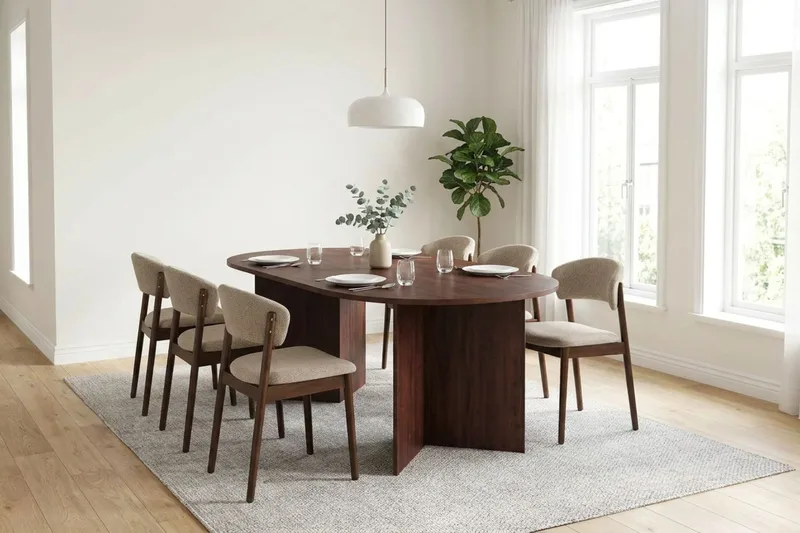 Vera Spisebord Oval 180x100 cm Finér - Valnød - Møbler - Borde - Spisebord og køkkenbord