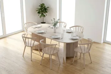 Vera Spisebord Oval 220x100 cm Finér - Hvidvasket - Møbler - Borde - Spisebord og køkkenbord