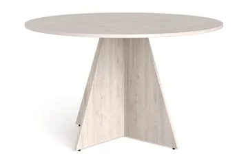 Vera spisegruppe 130 cm rund hvidlaseret med 6 Eira spisebordsstole - Hvidbejdset eg - Møbler - Borde - Spisebordssæt