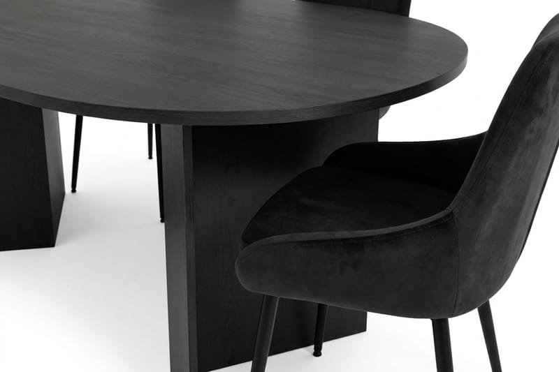 Vera spisegruppe rektangulær 180 cm sort med 6 Alsarp spisestole - Sort - Møbler - Borde - Spisebordssæt