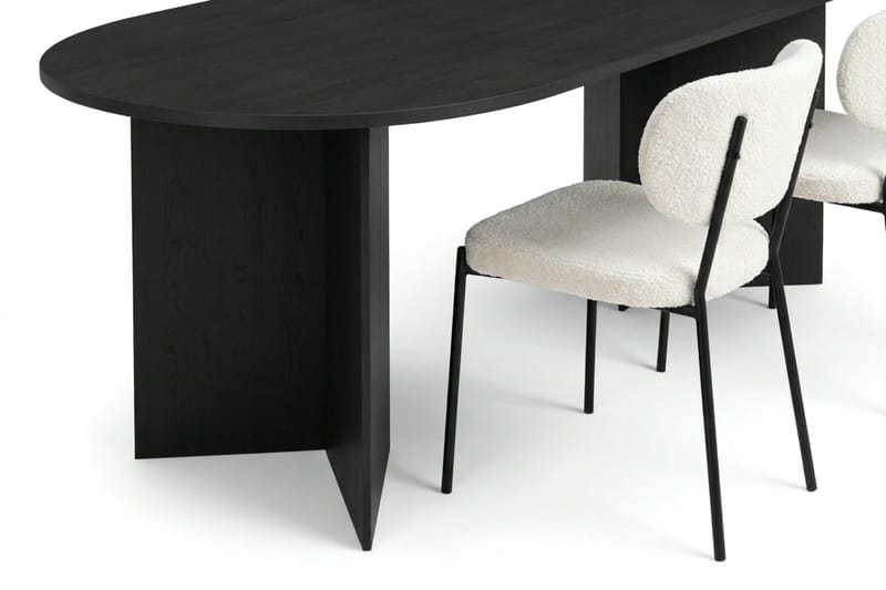 Vera spisegruppe rektangulær 180 cm sort med 6 Gemmiano spisestole - Sortbejdset eg - Møbler - Borde - Spisebordssæt