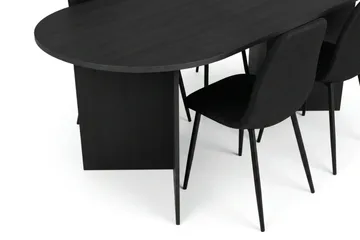 Vera spisegruppe rektangulær 180 cm sort med 6 Nibe spisestole - Sortbejdset eg - Møbler - Borde - Spisebordssæt