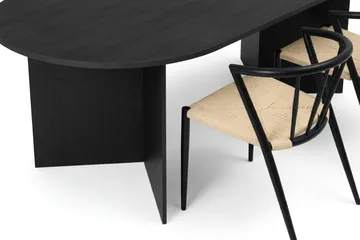 Vera spisegruppe rektangulær 180 cm sort med 6 Winston spisestole - Sort - Møbler - Borde - Spisebordssæt