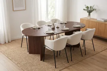 Vera spisegruppe rektangulær 180 cm valnød med 6 Filip spisestole - Valnød - Møbler - Borde - Spisebordssæt