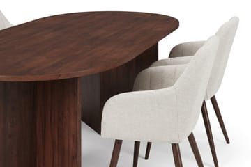 Vera spisegruppe rektangulær 180 cm valnød med 6 Filippa spisebordsstole - Valnød - Møbler - Borde - Spisebordssæt