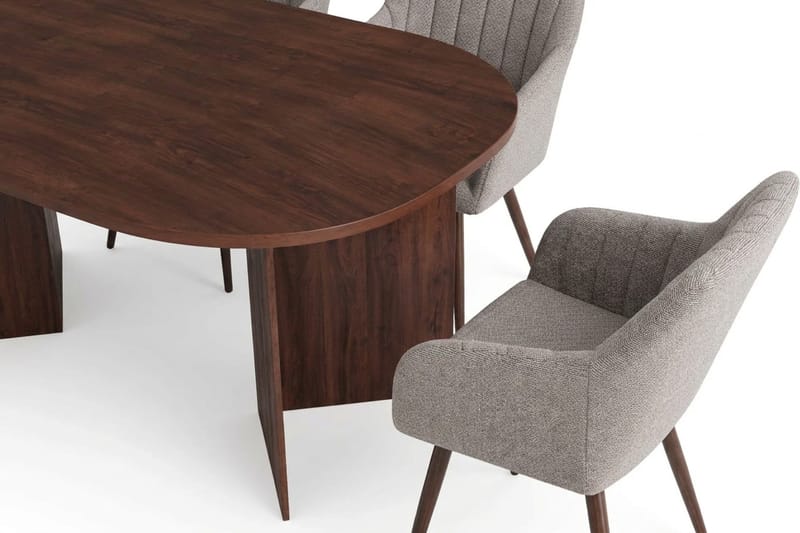 Vera spisegruppe rektangulær 180 cm valnød med 6 Filippa spisebordsstole - Valnød - Møbler - Borde - Spisebordssæt