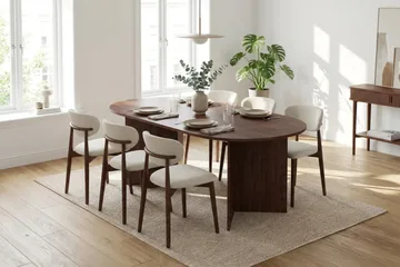 Vera spisegruppe rektangulær 180 cm valnød med 6 Molly spisebordsstole - Valnød - Møbler - Borde - Spisebordssæt