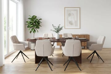 Vera spisegruppe rektangulær 180 cm valnød med 6 Torsby spisestole - Valnød - Møbler - Borde - Spisebordssæt