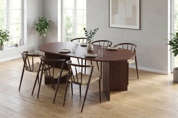 Vera spisegruppe rektangulær 180 cm valnød med 6 Winston spisestole - Valnød - Møbler - Borde - Spisebordssæt